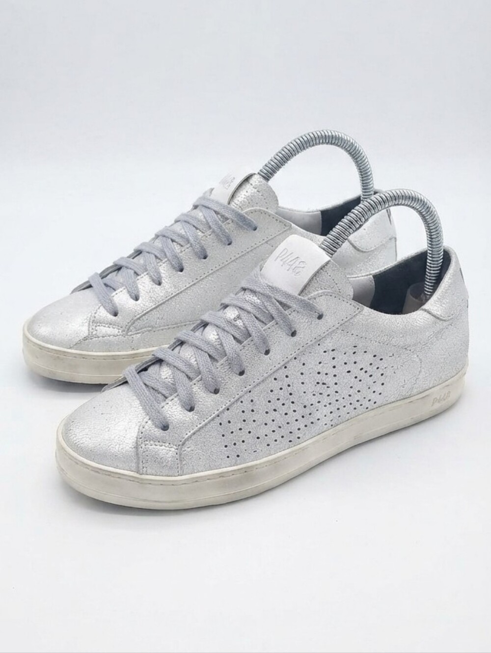 Women's P448 John Fashion sneakers-silver metallic leather Size 36EU 6US